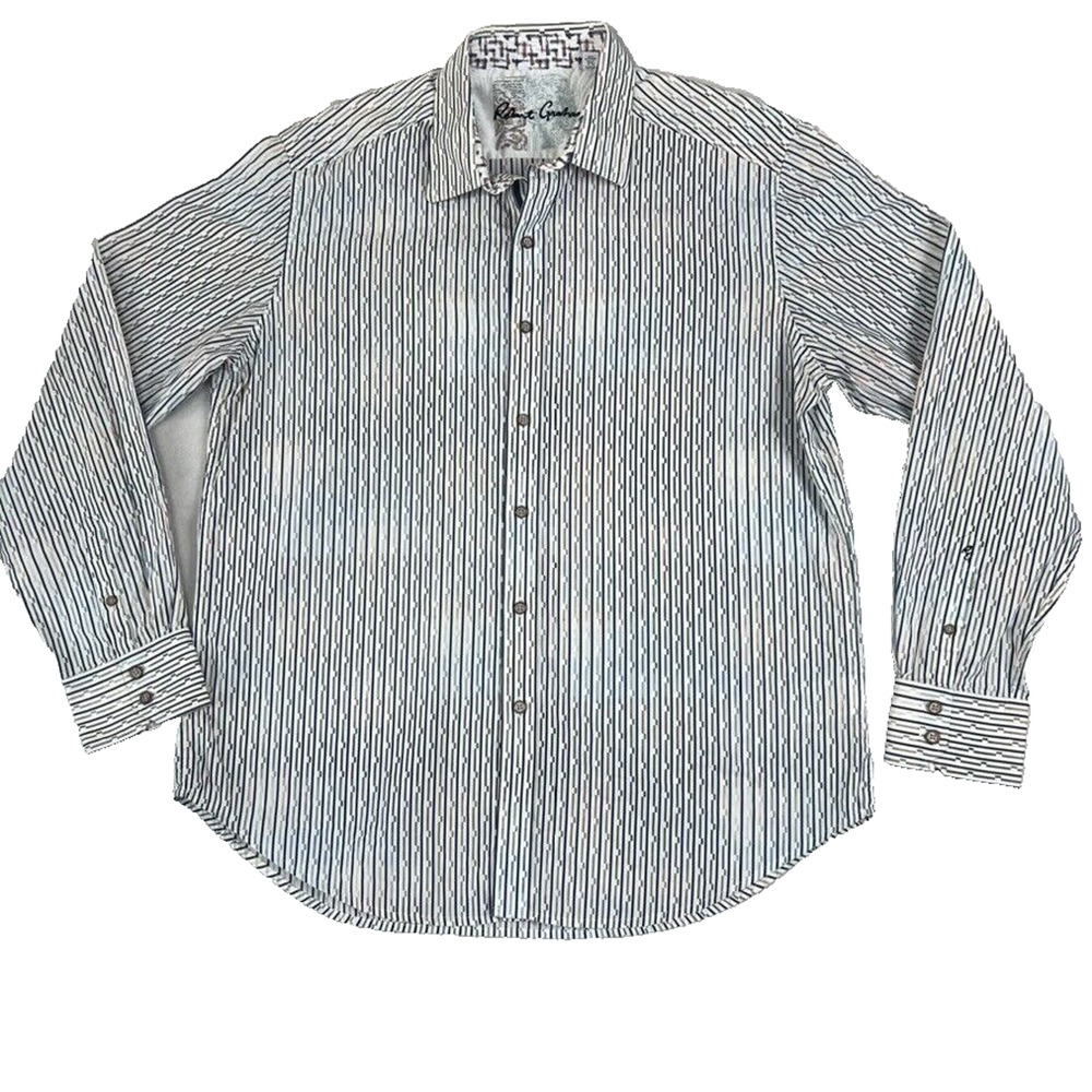 Robert Graham Shirt Mens XL Classic Long Sleeve Button Up White Flip Cuff Preppy